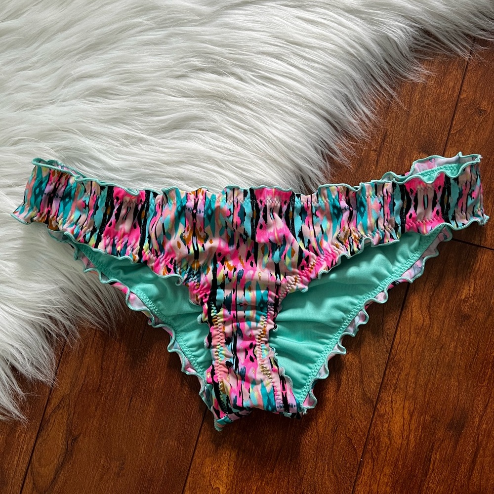 Shade & Shore Pink/Green/Multicolor Print Bikini Bottom